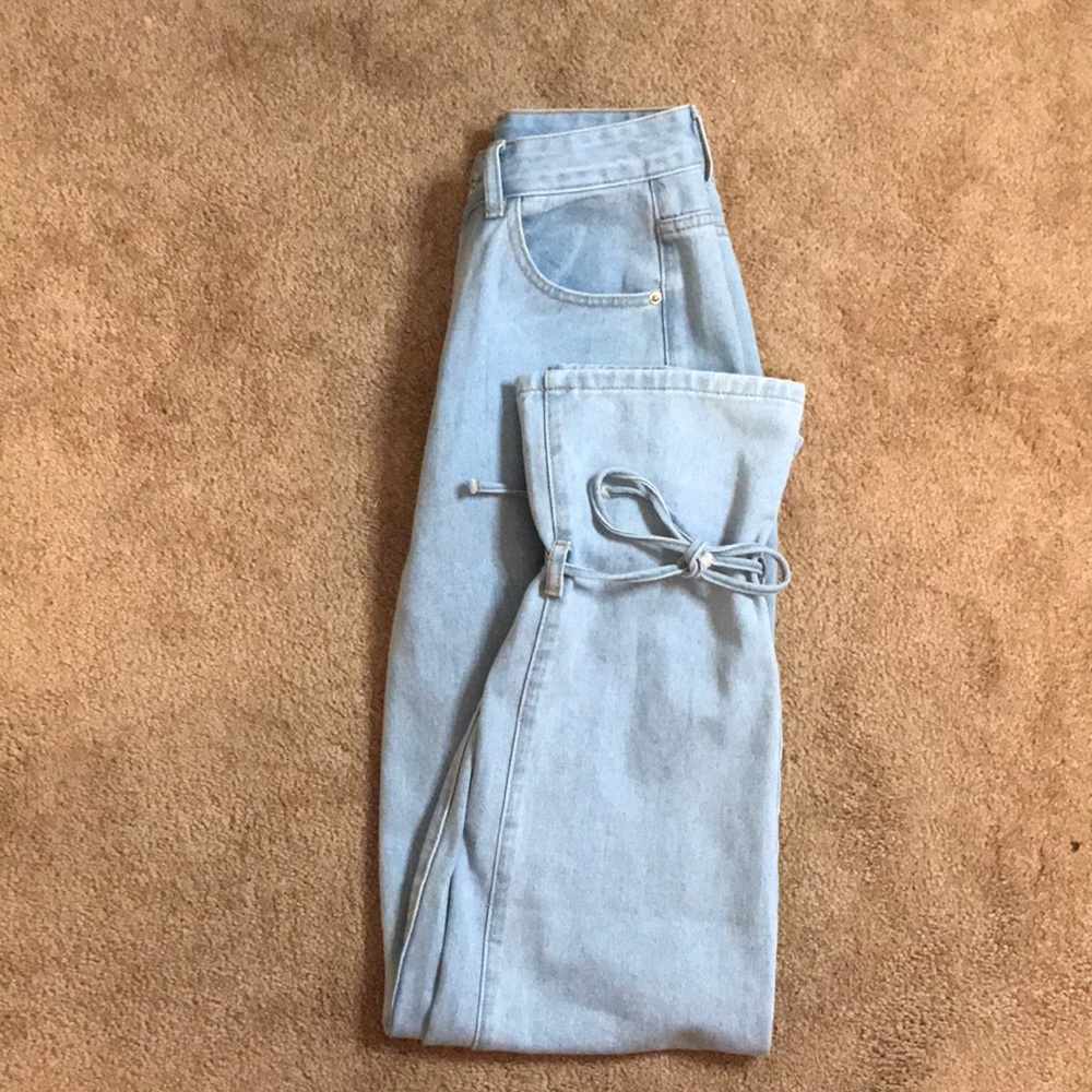 Shein strap high waisted hem jeans size xs